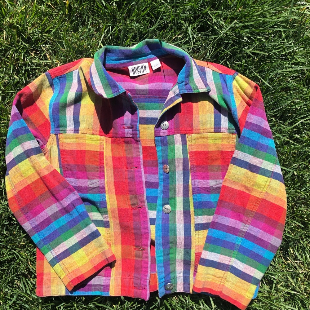 VINTAGE 90s RAINBOW FLANNEL HIPPIE STYLE